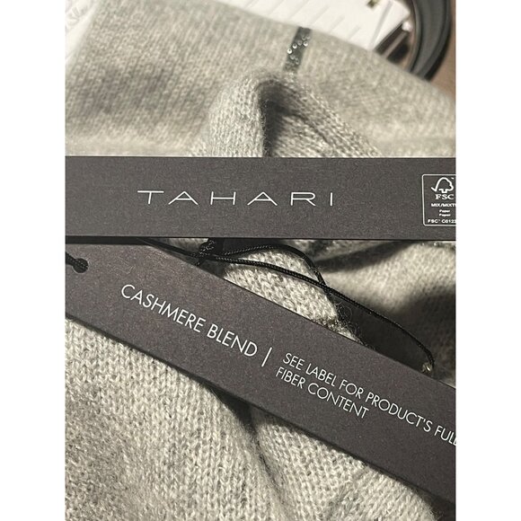 Tahari Womens Open Front Cardigan Sweater Size S Cashmere Blend Gray Windowpane - Picture 5 of 6